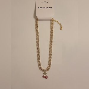 NWT Baublebar Cubic Zirconia / Pave Necklace with Cherry Pendant